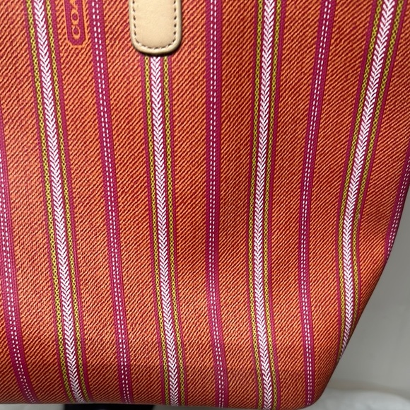 Coach Legacy Red and Cream Striped Tote - Picture 16 of 16